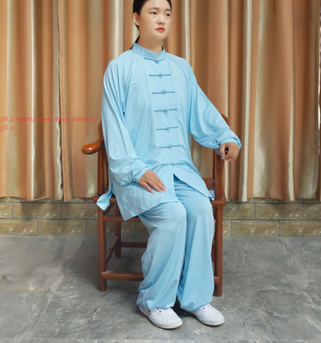 Men Women Milk silks Tai chi Uniforms Wushu Martial arts Kung fu Wing Chun Suit - Picture 11 of 19