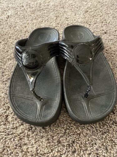 FitFlop Walkstar 3 SN 029-001 Black Comfort Flip Flop Sandal Shoe US 5 EU 36 - Picture 3 of 12