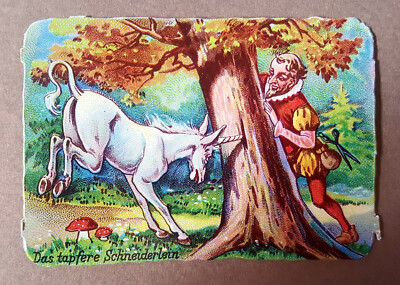 Alt Oblaten Glanzbilder Poesiealbum Scrabs Märchen Tapfere Schneiderlein um 1900