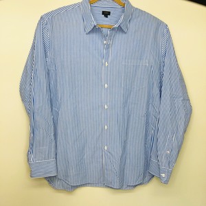 J-Crew-Dress-Button-Front-Slim-Blue-Striped-Shirt-Long-Sleeve-XXL-2XL