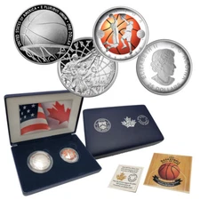  Basketball Silver Proof Dollar 2 Coin Set (U.S Mint/Canada Mint)