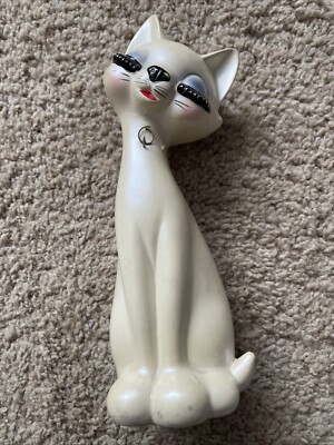 Rare Vintage Japan Pearly Eyelashes Ceramic Kitty Cat 8.5” | eBay