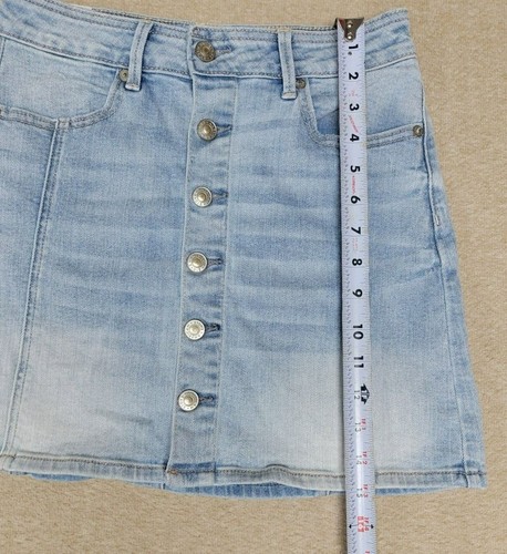 AMERICAN EAGLE Mujer Talla 2 Azul Elastizado Denim MINI Falda Botón Delantero - Imagen 7 de 7
