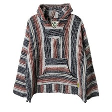 Baja Joe Men's Vtg 90s Poncho Sweater M Rust Hooded Pullover Mexico Surfer Boho