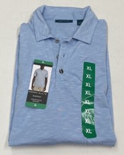 Perry Ellis Men's Short Sleeve 3 Button Slub Polo Shirt, Light Blue Size XL