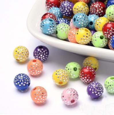 Herzbox Mit Perlen Acrylkugeln 12 Mm Bunt Besprüht