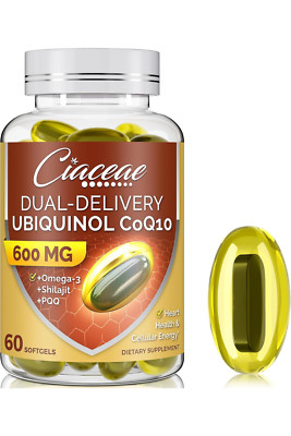 Ubiquinol CoQ10 600 MG Softgels with Omega-3 & Shilajit & PQQ | USA free ship