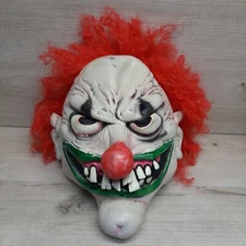 Vtg 2002 Paper Magic Group Halloween Mask Scary Evil Clown w/ Red Hair Horror 
