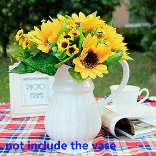 13-Head Artificiale Girasole Seta Finto Fiori Bouquet Wedding-Floral Arredo Casa - Foto 10 di 12