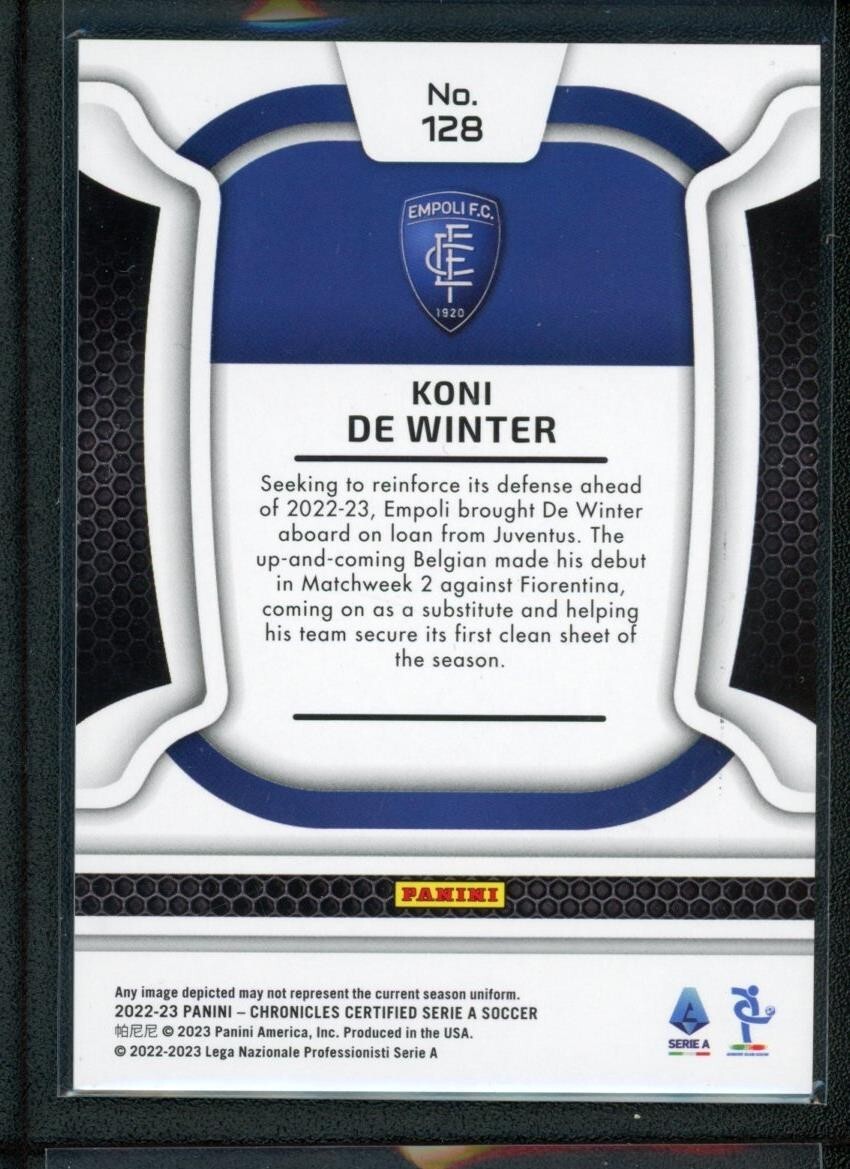 2022-23 KONI DE WINTER /49 PANINI CHRONICLES CERTIFIED SERIE