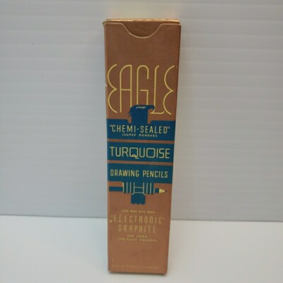 Eagle Chemi-Sealed Turquoise Drawing Pencils 7H One Dozen in Box New old stock
