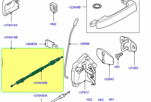 LAND ROVER FRONT DOOR LOCK CABLE EXTERNAL RANGE ROVER 03-12 FQZ000041 - Afbeelding 5 van 5