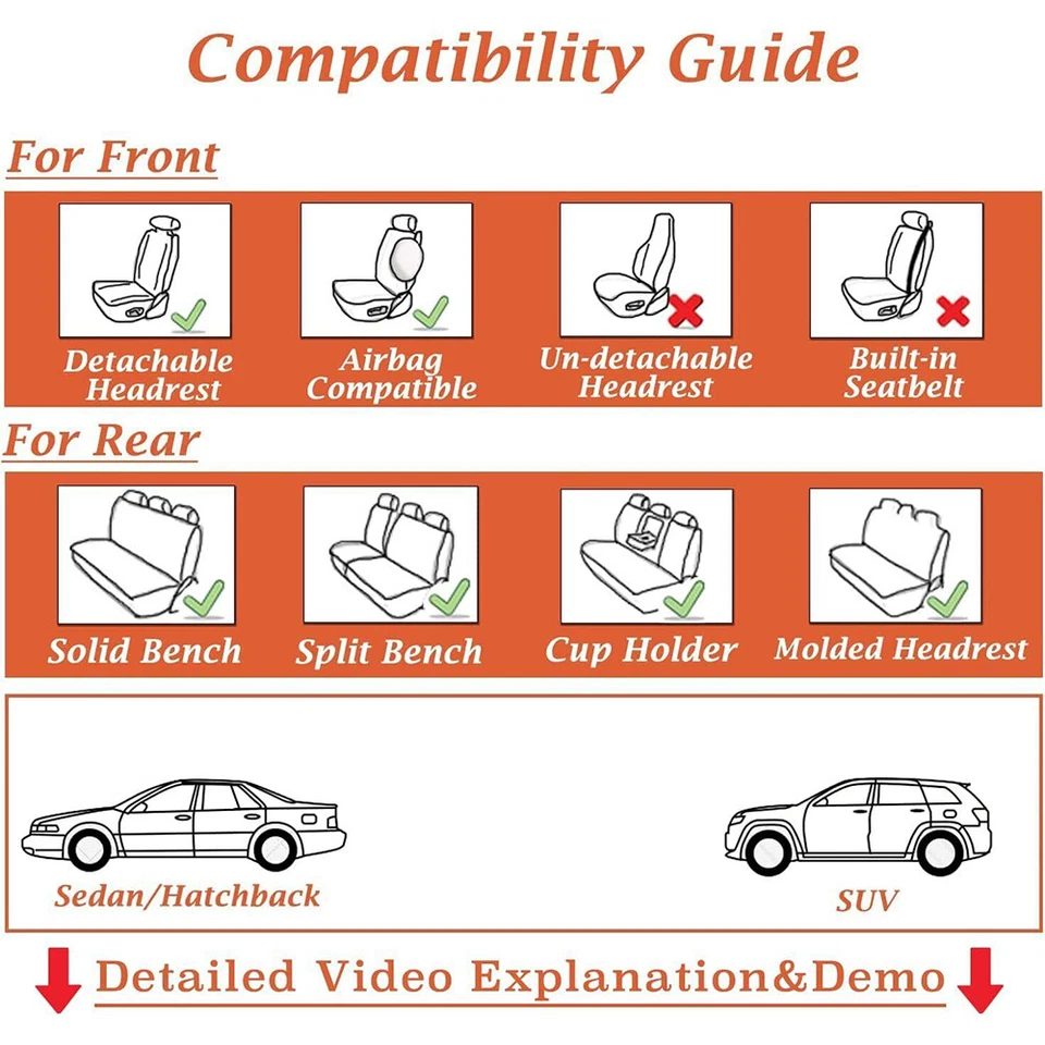 For Subaru Impreza WRX STI Full Car Front Rear 5-Seat PU Leather Cushion Covers - Image 2 of 4