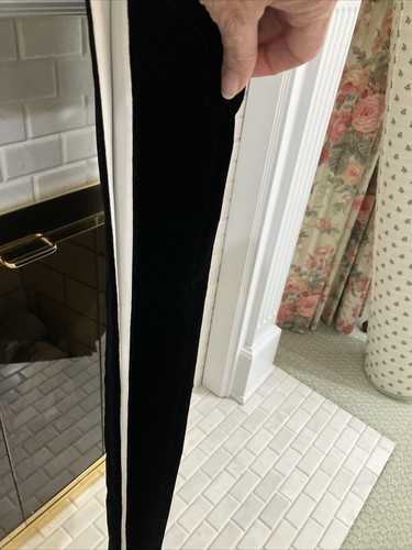 Escada Sz 46 Plush Black Velvet Dress, White Satin Trim, Elegant Sleeveless Look - Picture 5 of 13