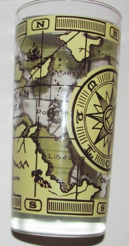 6 Vintage CERA Mid-Century CARIBBEAN  Map Tumblers - Picture 4 of 6