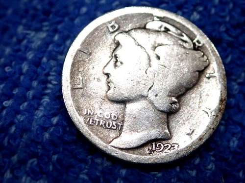 SILVER  MERCURY DIME: SCARCE 1923-P IN GOOD PLUS CONDITION!