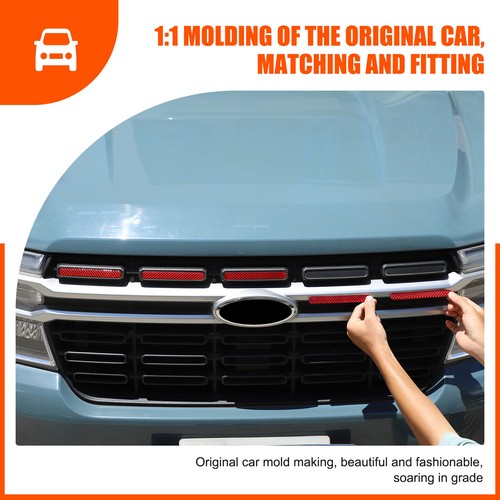 4PCS Red Soft Carbon Fiber Front Center Grille Decal For Ford Maverick 2022-2024 - Picture 14 of 15