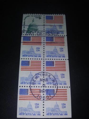 1977 Scott # 1623Bc Bklt. pane 8 (1-1590A + 7-1623B) FDI