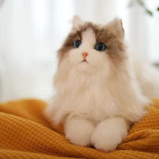 Chongker Handmade Cat Plush - Realistic White Ragdoll for Emotional Support