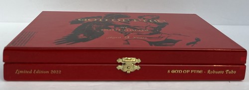 God of Fire Don Carlos 2019 Ltd Ed 2022 Wooden Cigar Box 10.0" x 7.0" x 1.5" - Picture 2 of 7