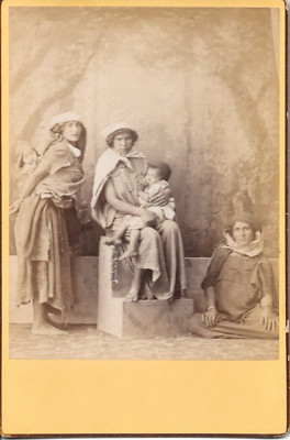 Kabyle women with their children circa 1870 Algeria photo cabinet albumin
