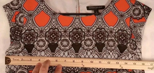 Vestido Banana Republic Mujer 0 Naranja Negro Volantes Manga Gorra - Imagen 4 de 5