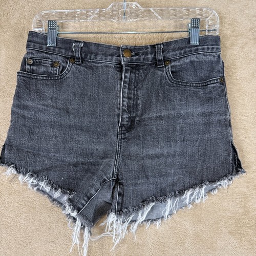 Ralph Lauren Cut Off Jean Shorts Womens 6 Black Mid Rise Distressed 90s Grunge