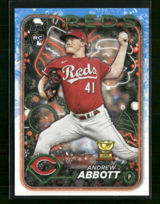 2024 Topps Holiday Baseball Card #H82 Andrew Abbott Cincinnati Reds RC