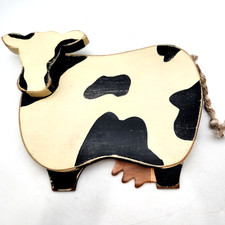 Cow Wooden Wall Folk Art Farm Holstein Country Decor Kitchen Hanger Vintage