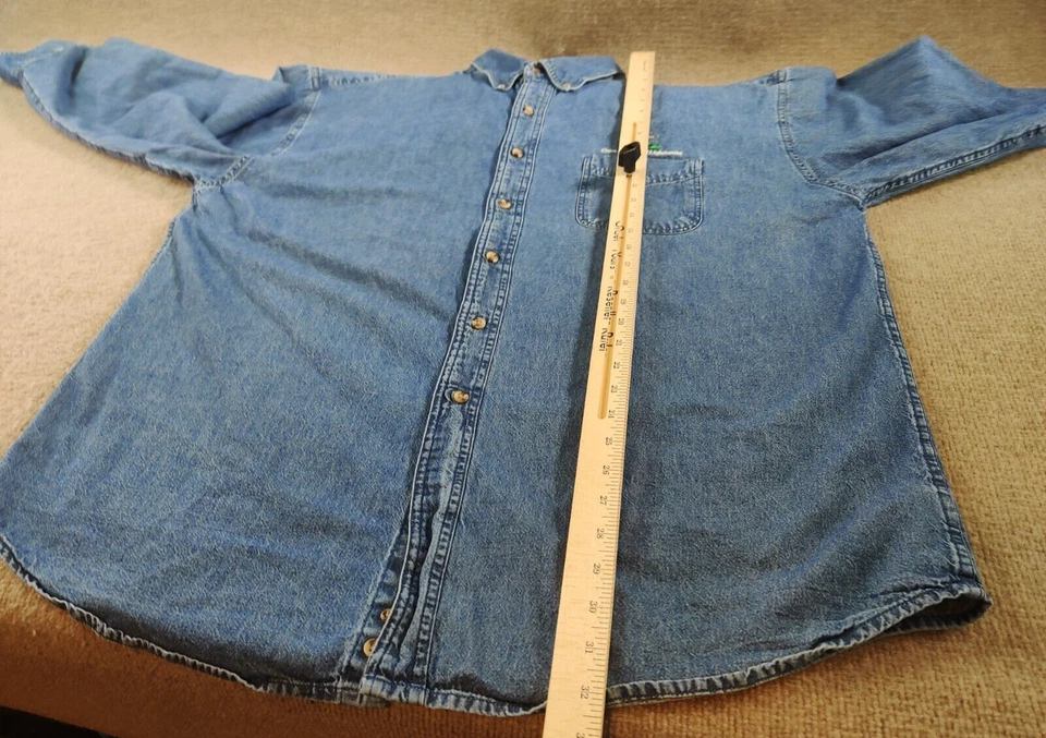 Camisa masculina Vantage denim manga longa botão ocidental XL cabo farol de Canaveral - Imagem 3 de 4