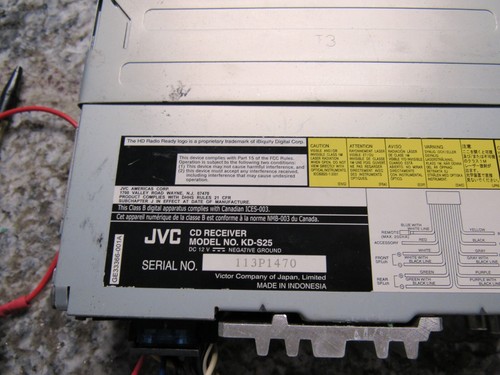 JVC KD-S25 CD Receiver Car Stereo - Single DIN - NOT TESTED - READ DESCRIPTION - Picture 12 of 14