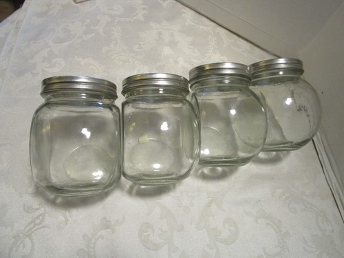 Moderno juego de 4 frascos de vidrio inclinados tapas de hojalata cocina baño almacenamiento alimentos 5” t - Imagen 5 de 22