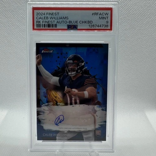 2024 Topps Finest Caleb Williams Rookie Auto Blue Checkerboard RFA-CW Bears