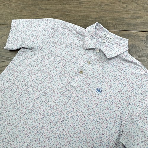 Peter Millar Summer Comfort Polo Shirt Mens Medium Chili Sombrero Margaritas