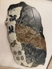 Hand Carved Slate Relief Map Guatemala Belize Mexico Framed Folk Art Wall Decor