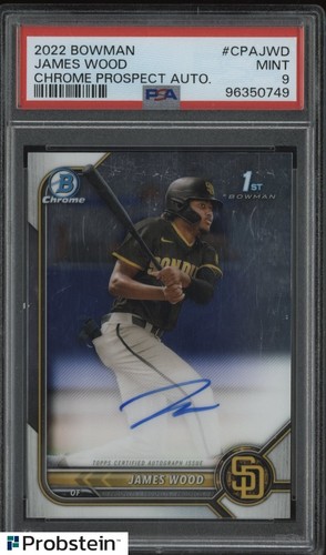 2022 Bowman Chrome Prospect James Wood Padres RC Rookie AUTO PSA 9 MINT