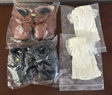 2 Sets Of Doll Shoes And Ankle Socks Black And Brown Shoes New