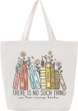 LEADO Cute Canvas Tote Bag with Pockets, Book Lovers Gifts - Christmas,...