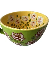Hand-Painted Floral Signed Large Capacity Ceramic Coffee Mug Jumbo Mug Tea