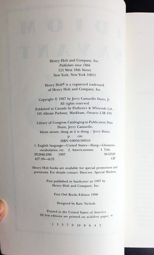 Idiom Savant: Slang As It Is Slung, by Jerry Dunn trade PB EUC - Foto 4 di 5