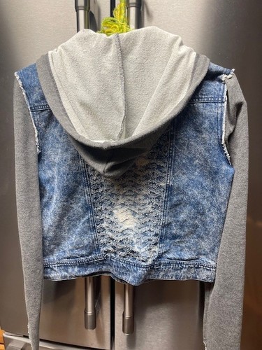 Giacca jeans Miss Me denim donna LG con cappuccio strass impreziosita blu grigio nuova con etichetta - Foto 5 di 7