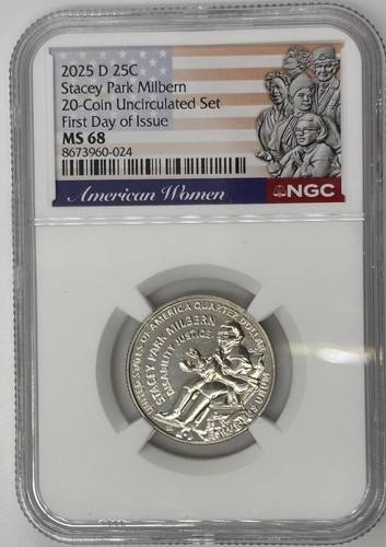 2025 D Stacey Park Milbern NGC MS 68 American Women QUARTER🔥 FIRST DAY OF ISSUE - Picture 1 of 2