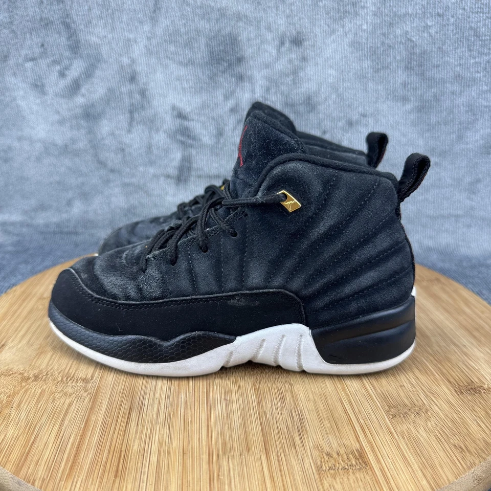 Nike Air Jordan 12 Retro Shoes Kids Size 12C Black White Reverse Taxi 151186-017 - Image 3 of 4