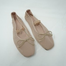 NEW Beige Ballet Flats with Bow Accent and Elastic Strap