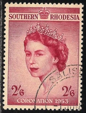 Southern Rhodesia #80 VF USED - 1953 2sh6p Queen Elizabeth II Coronation Issue