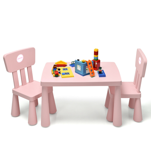 Olakids Kids Table & 2 Chairs Set Activity Study Desk Pink - Picture 3 of 3