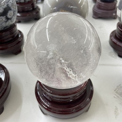 1.9LB 3.3'' Natural Clear Quartz Sphere Magic Crystal Heal Ball Gemstone Decor