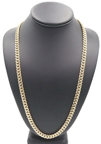 Classic 10KT Yellow Gold 7.5mm Hollow Cuban Chain Necklace 26" by Amoro - 35.42g