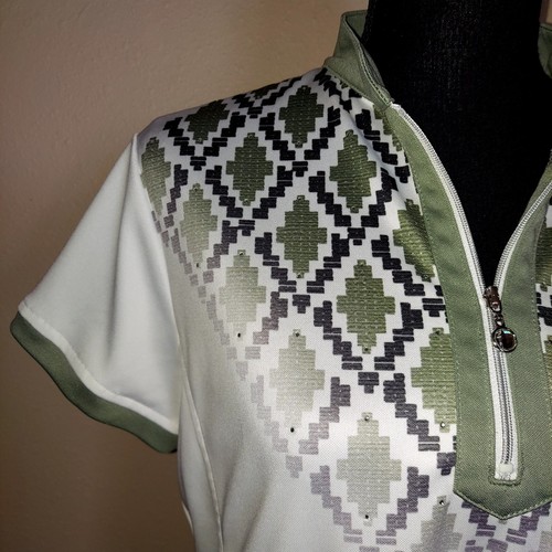 Camisa de golf para mujer deportiva diaria 1/4 cremallera blanca multi damas GRANDE - Imagen 3 de 11
