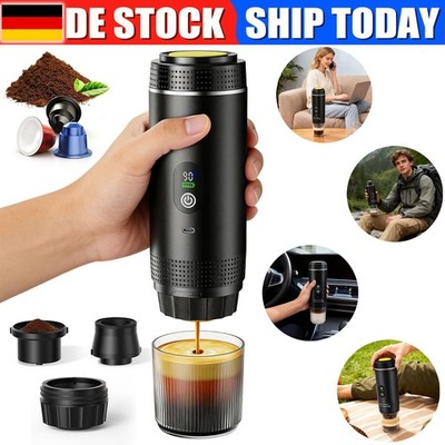 Mini Espressomaschine 3in1 mit Akku für Kapsel & Gemahlenen Kaffee USB Auto